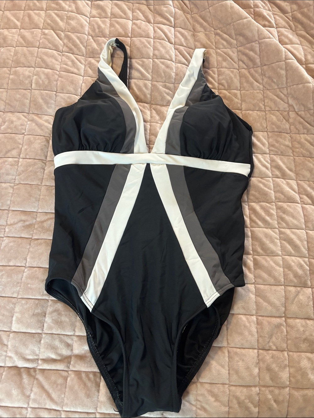 Miraclesuit Black, White & Gray One-Piece Swimsuit